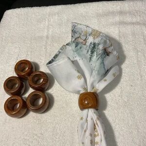Wooden Napkin Rings made w/Acacia Wood Made in India set of 6